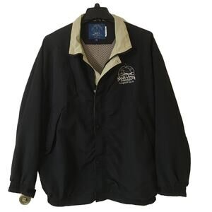 The Bear Trading Co XL Black Tan Windbreaker Bomber Jacket Mar Vista FL Dockside